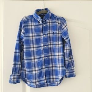 Ralph Lauren boys size 5 button down shirt blue plaid